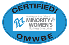 Certification symbol for Minority & Women Owned Business (OWMBE).