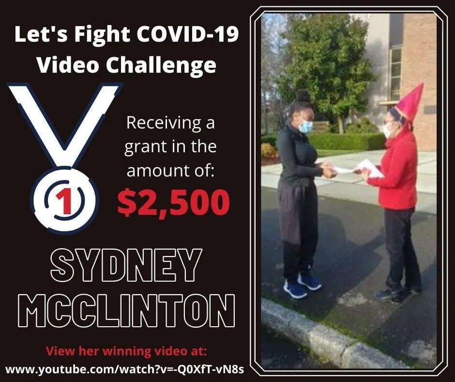 "Let's fight Covid-19 Video Challenge" 1st place winner - Sydney Mcclinton. 